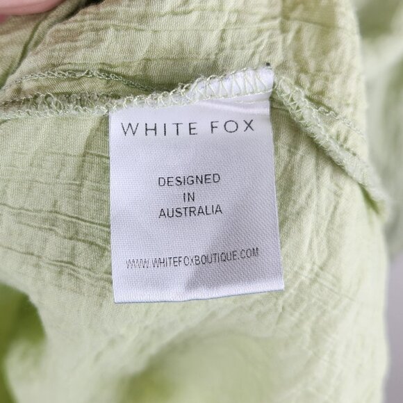 White Fox Oversized Crinkled Button Up Blouse Shirt Light Green sz S/M - Picture 7 of 8